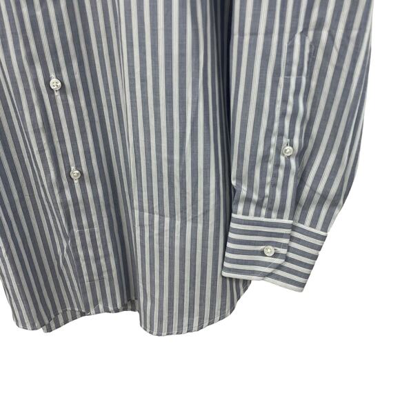 Robert Talbott Estate Blue White Stripe Long Sleeve Button Down Mens 15 / Medium - Picture 3 of 6